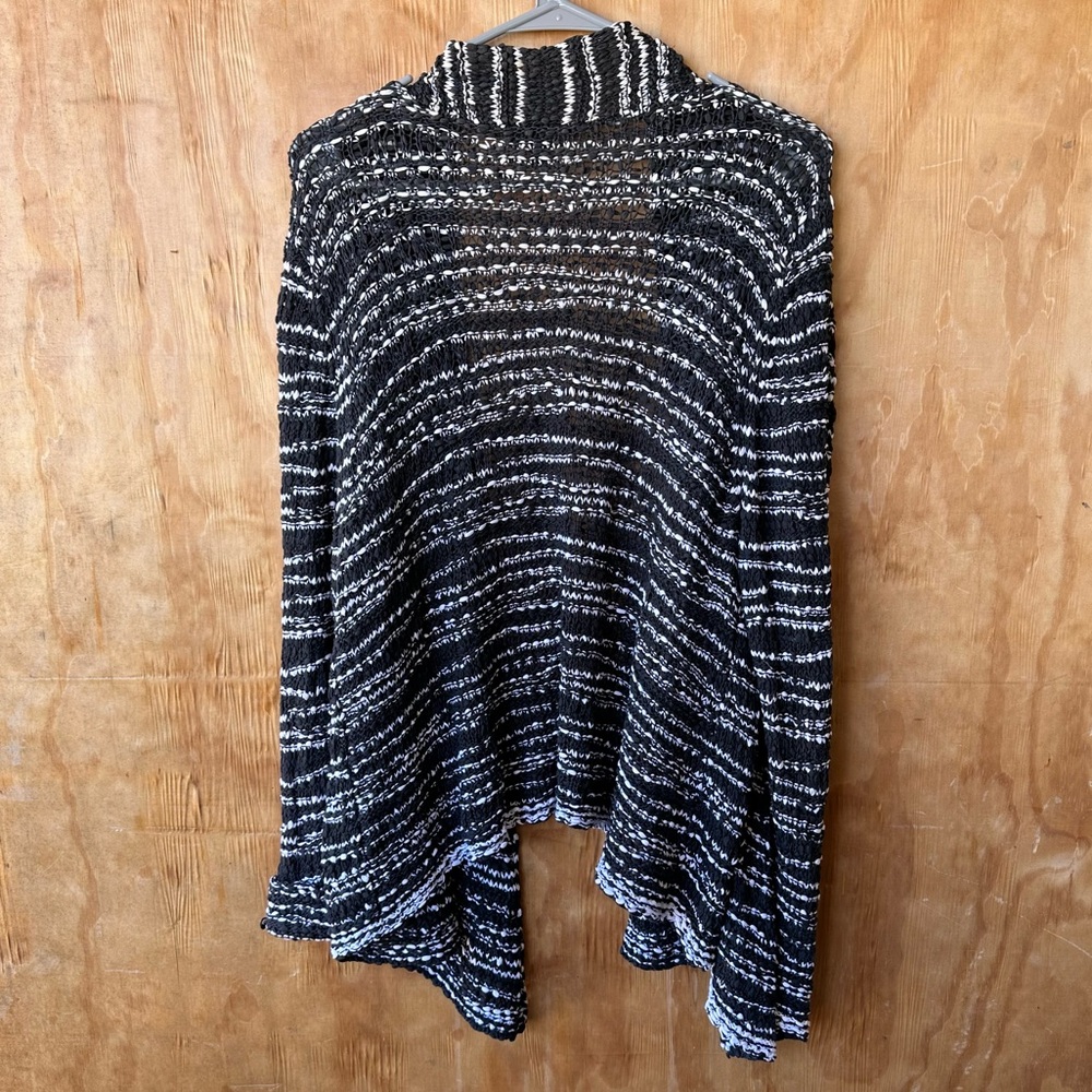 Eileen Fisher Cotton Black and White knit Open Front Cardigan - Picture 2 of 10